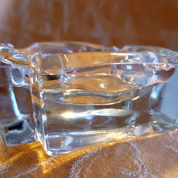 MCM Mid Century Art Deco VTG Ashtray Glass Heavy Clear Trinket Incense Square - Picture 2 of 8
